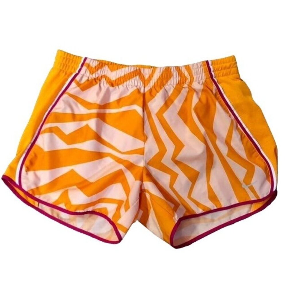 Nike Dri-Fit Women’s Running Shorts M Orange Pink Geometric Athletic